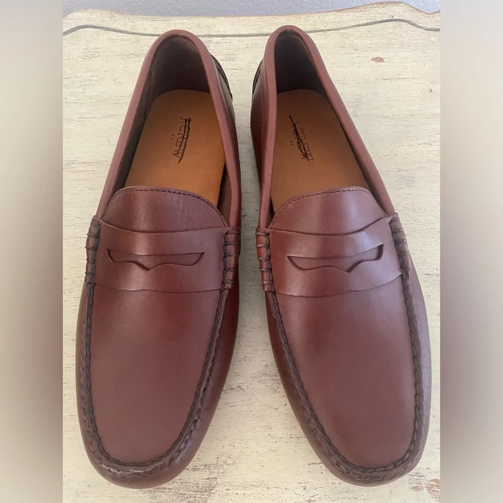 J. CREW Classic Leather Driving Shoes in Brown Size 10 1/2 M $178 New‎ AW685